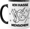Einhorn Spruch - Ich hasse Menschen Kaffee-Tasse Trend Produktbild-Vorschau 2