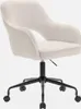 A white bouclé office chair with a black base and wheels is shown against a white background. Anteprima dell’immagine prodotto