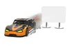 A toy race car is shown in motion next to a blank sign. Produktbild-Vorschau