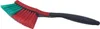 A cleaning brush with red and green bristles and a black handle, isolated on a white background. Produktbild-Vorschau