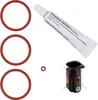 A collection of spare parts for a coffee machine maintenance kit, including O-rings and grease. Produktbild-Vorschau