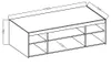 A line drawing diagram of a white cabinet with dimensions indicated. Produktbild-Vorschau