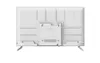 The back of a white television is shown against a white background. Produktbild-Vorschau