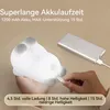 A hand is shown charging a white bear-shaped night light with a silver power bank. Produktbild-Vorschau