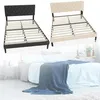 Two bed frames, one black and one beige, are shown against a blurred background of a bedroom setting. Produktbild-Vorschau