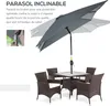 Outsunny Parasol de jardin Parasol droit inclinable Voir les images du produit 3