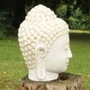 Buddha Kopf Figur Garten Weiß Marmor Optik Produktbild-Vorschau