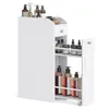 A white rolling bathroom storage cart filled with various bottles and containers, against a white background. Náhled obrázku produktu