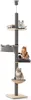A multi-level cat tree with three cats on different platforms. Produktbild-Vorschau