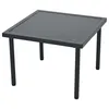 A square outdoor coffee table with a dark glass top and four black metal legs, shown against a white background. Anteprima dell’immagine prodotto