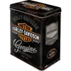 A tin can with Harley-Davidson branding, likely for storing motorcycle oil. Produktbild-Vorschau