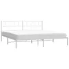 A white metal bed frame with a mattress on a white background. Produktbild-Vorschau