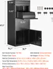 A black outdoor lockable parcel box with dimensions and specifications labeled. Voir les images du produit