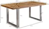 A rectangular dining table with a wooden top and metal legs, shown with dimensions indicated. Anteprima dell’immagine prodotto