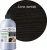A bottle of wood stain is shown next to a sample of stained wood. Produktbild-Vorschau