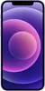 A close-up front view of a violet iPhone 12 with a colorful abstract wallpaper. Produktbild-Vorschau
