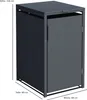 A 3D rendering of a dark gray trash can enclosure with dimensions indicated. Produktbild-Vorschau