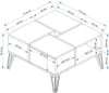 A technical drawing of a coffee table with dimensions indicated. Náhľad obrázku produktu