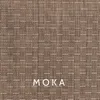 A close-up of a textured fabric with the word 'MOKA' printed on it. Produktbild-Vorschau