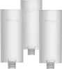 Three white cylindrical water filter cartridges are arranged in a staggered formation against a white background. Anteprima dell’immagine prodotto