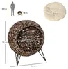 Maison pour chat PawHut en rotin avec coussin, niche pour Voir les images du produit 3
