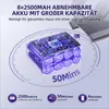 A graphic illustrating the battery capacity and runtime of a cordless vacuum cleaner. Produktbild-Vorschau