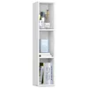 A white, three-tiered open shelf unit filled with various items. Produktbild-Vorschau