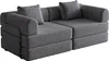 Chenille-Schlafsofa 2-in-1 mit Staufach in der Armlehne, Produktbild-Vorschau 9