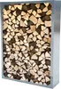 A metal frame filled with stacked firewood. Produktbild-Vorschau