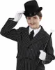 A young boy dressed in a pinstripe suit, top hat, and white gloves, holding a cane. Produktbild-Vorschau