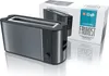 A toaster and its packaging are displayed on a white reflective surface. Anteprima dell’immagine prodotto