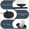 Collage of close-up images showing different parts of a black floor lamp with a white glass shade. Anteprima dell’immagine prodotto