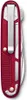A close-up, top-down view of a red Swiss Army knife with a silver clip. Produktbild-Vorschau