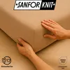 Hands adjusting a fitted sheet on a mattress. Produktbild-Vorschau