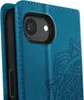 Close-up of a blue phone case with a mandala pattern, showing the camera lens. Podgląd zdjęcia produktu