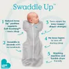 A baby is shown swaddled in a Love to Dream Swaddle Up product, with text highlighting its features. Anteprima dell’immagine prodotto