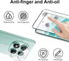 A close-up marketing image showing a hand interacting with a phone screen protector, with icons highlighting product features. Produktbild-Vorschau
