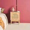 Set 2 comodini in legno con ante in cannage, Marrone Anteprima dell’immagine prodotto 3