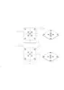 Technical drawing and isometric views of square mounting plates with multiple screw holes. Podgląd zdjęcia produktu