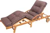 A brown cushioned wooden chaise lounge is shown against a white background. Produktbild-Vorschau