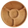 Ø28cm Servierplatte aus natürlichem Holz mit 4 geteilten Produktbild-Vorschau 1