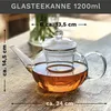 Creano Teekanne aus Glas 1,2l mit Glassieb und schwarzem Produktbild-Vorschau 3