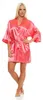 Damen Morgenmantel kurzer Kimono in Satin-Optik; Koralle Produktbild-Vorschau 1