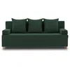 A green sofa with three pillows on a white background. Produktbild-Vorschau