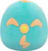 A close-up, front-facing view of a teal plush toy with orange and yellow facial features against a white background. Produktbild-Vorschau