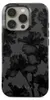 A black floral patterned iPhone case with a camera cutout.