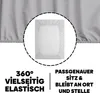 A close-up of a fitted sheet with text highlighting its features. Produktbild-Vorschau