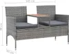 A garden bench with a table in the middle, shown from the front. Náhľad obrázku produktu