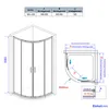 Technical drawing and dimension chart for a shower enclosure. Anteprima dell’immagine prodotto