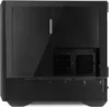 A black computer case with a transparent glass side panel. Produktbild-Vorschau